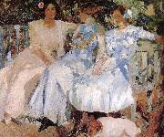 Joaquin Sorolla My wife and daughter were in the garden oil painting artist